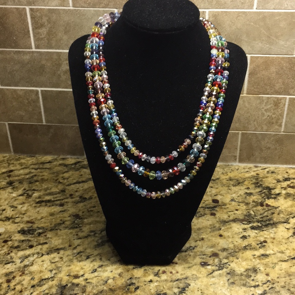 2/$25 Tri-strand multi colored necklace